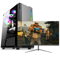 世纪之星 酷睿i5四核/AMD Radein 游戏独显/8G内存/256G固态+500G机械盘 台式电脑 DIY组装机 组装电脑主机 家用办公商务电脑学生游戏电脑台式机+24英寸