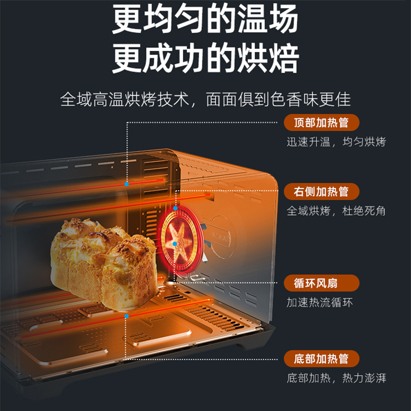 格兰仕(galanz)空气炸电烤箱 对开门设计360°热风循环烘烤 智能烘焙