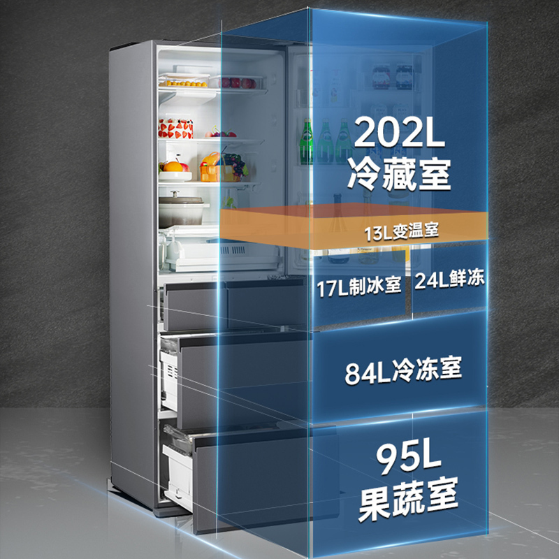 松下 NR-ZE422TX-S 435升多门冰箱 APP智控 智能语音 微冻保鲜 自动制冰 风冷无霜 玻璃面板高清大图