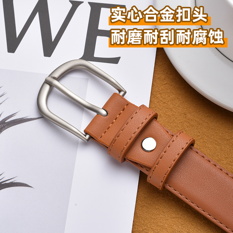 啄木鸟女士皮带2025新款真皮韩版牛皮简约百搭配牛仔裤腰带学生女高清大图