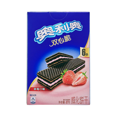 奥利奥(OREO) 威化饼干 零食 双心脆草莓口味87g