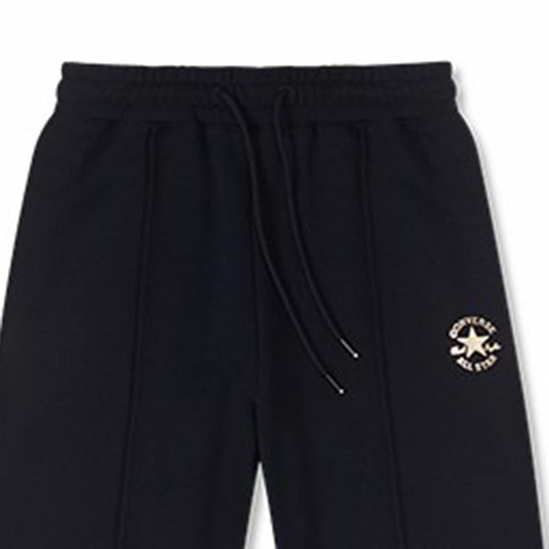Converse 纯色中腰抽绳系带休闲裤 女款 黑色 10025685-A01