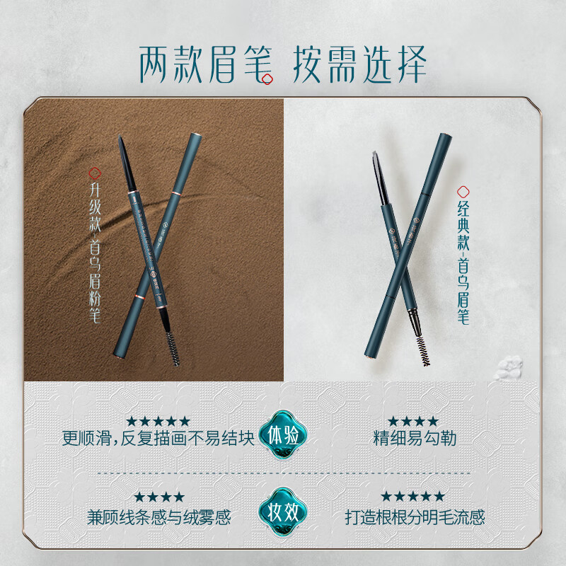 花西子螺黛生花眉粉笔-砍刀纤细版-MF01螺黛灰-0.08g*3(1正装带2替换装)高清大图