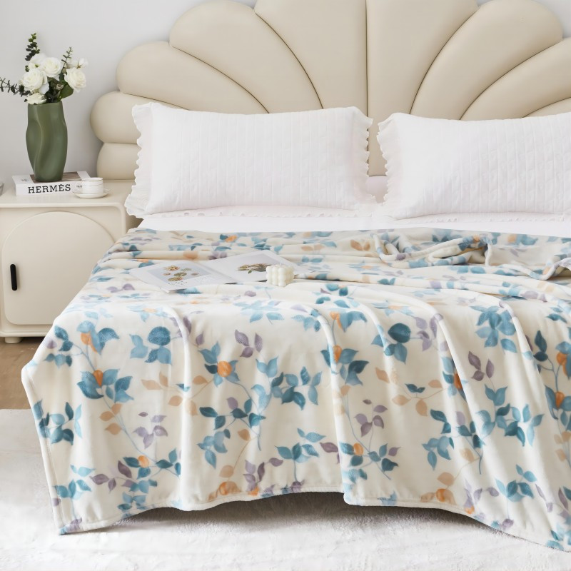 梦洁家纺 亲肤牛奶绒毯:杏花春雨 180*200cm高清大图