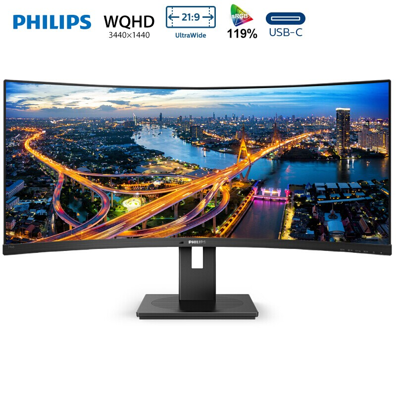 飞利浦(Philips) 346B1C 34英寸21:9超宽屏1500R曲面显示器 单台装