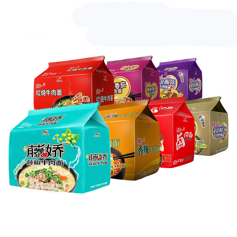 统一方便面5袋泡面速食面藤娇红烧香辣老坛酸菜五连包香辣牛肉面五连