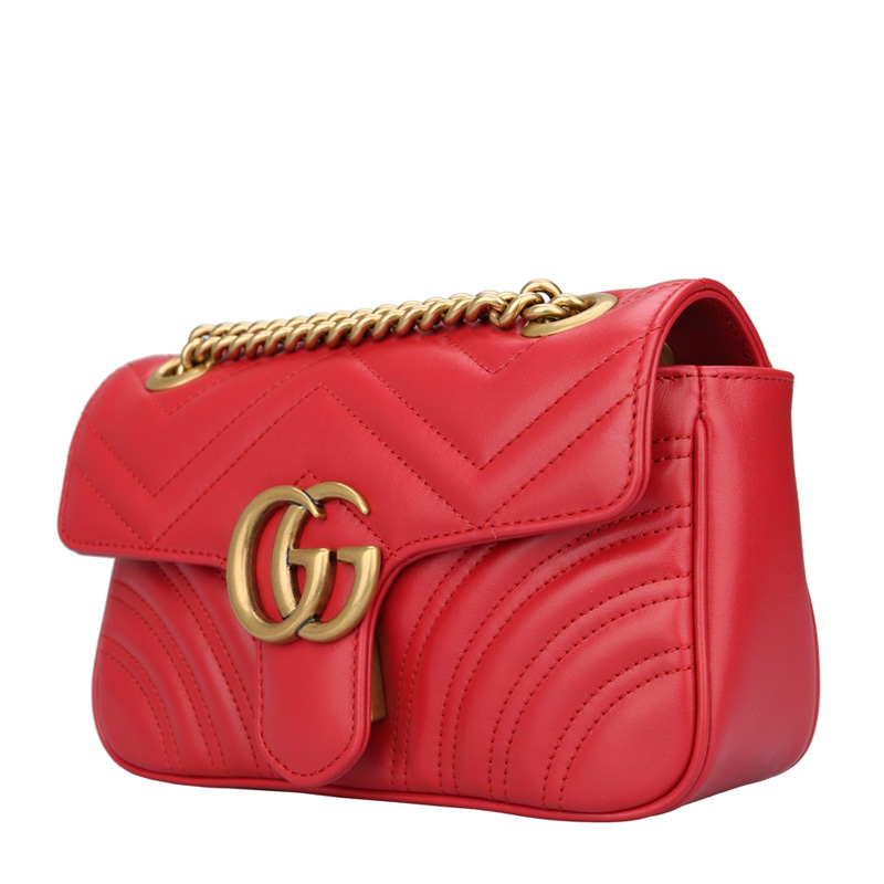 【马思纯同款】GUCCI 古驰 女士红色皮革斜挎包 446744-DTDIT-6433