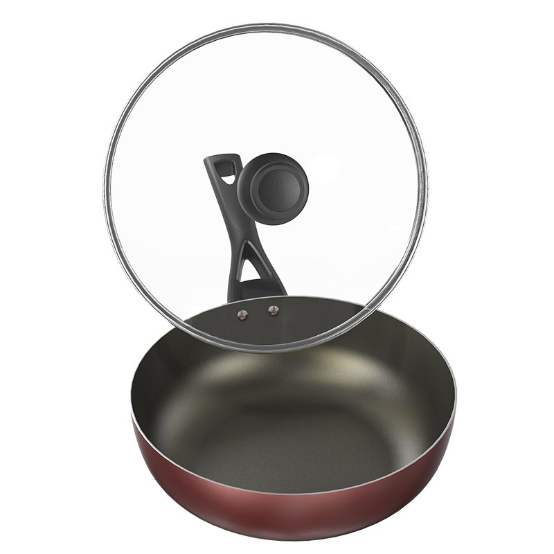 爱仕达(ASD)锅炒锅不粘锅家用炒菜锅28CM麦饭石色平底煤气灶专用锅子少烟不沾燃气适用锅具煎炒锅小 28CM 红色高清大图