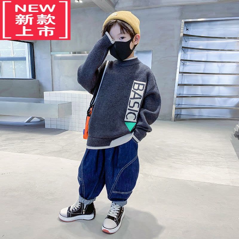 可莉允男童冬款加厚韩范毛衣男孩2022新款儿童中大童洋气半高领保暖打底图片