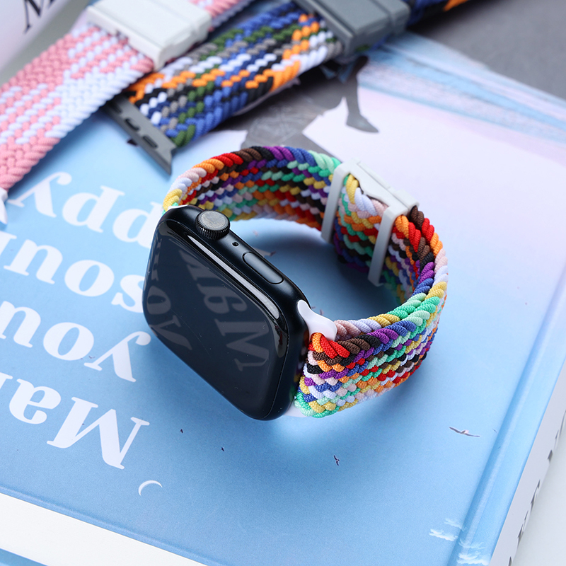 适用苹果s7手表iwatch7编织applewatch8表带watchs高级s6女6创意5运动4尼龙3弹力SE45小众41男s8新款ultra