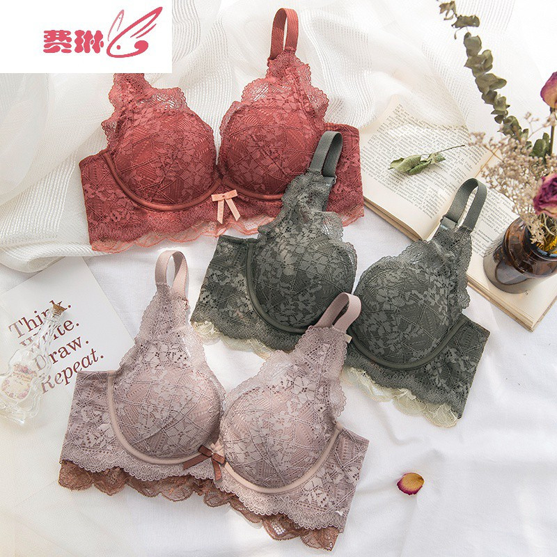 性感内衣女小胸聚拢收副乳调整型上托防下垂无钢圈蕾丝文胸套装夏费琳