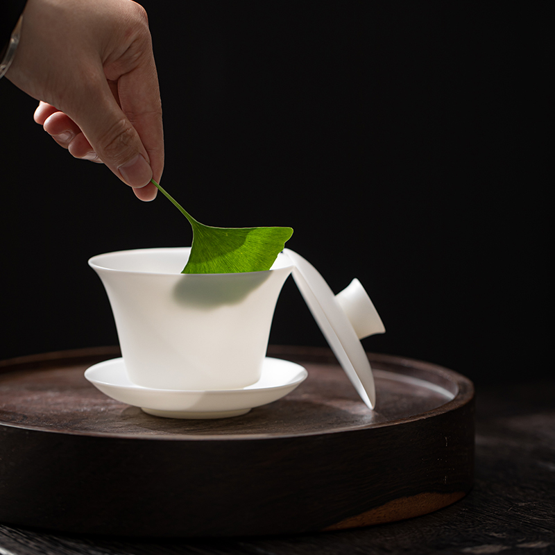 苏氏陶瓷(SUSHI CERAMICS)功夫茶具素烧冰种白瓷薄胎羊脂玉厚润如玉高冰款套组