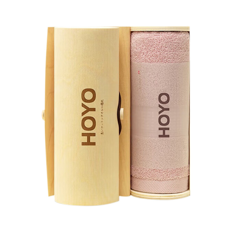 HOYO毛巾浅粉色33*72cm透气舒适清新百搭臻品木质礼盒装