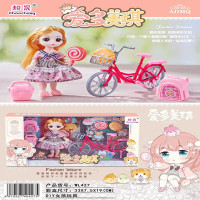 超晟爱多美琪洋娃娃换装梳妆打扮仿真关节可动女孩公主儿童玩具套装W427 自行车套装