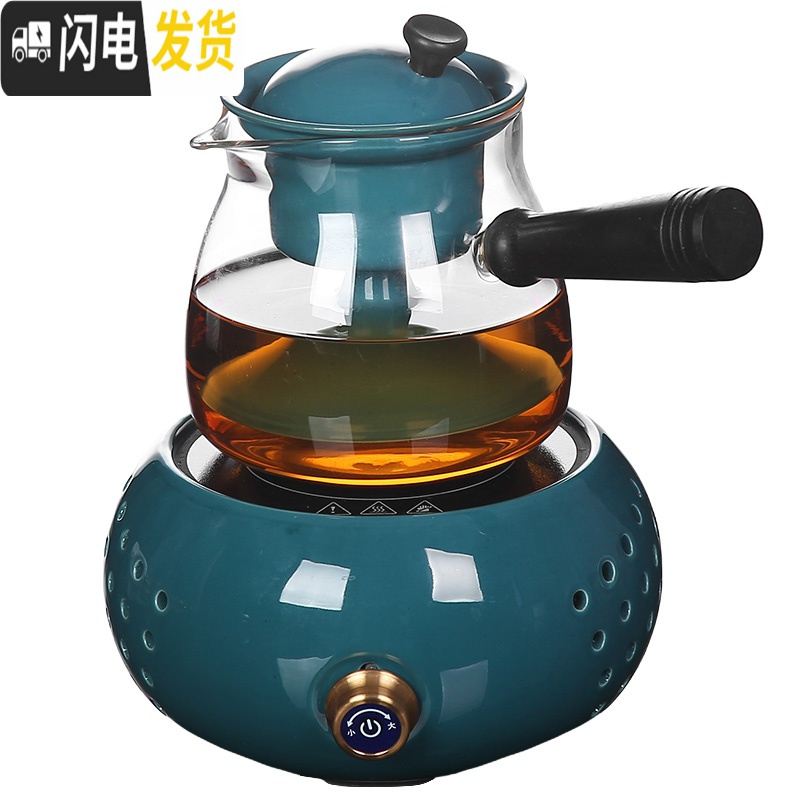 三维工匠玻璃电陶炉煮茶器套装家用网红花茶蒸茶电热煮茶壶茶炉小型全自动 黑梓山(蒸煮)壶+禅智黑电陶炉茶具高清大图