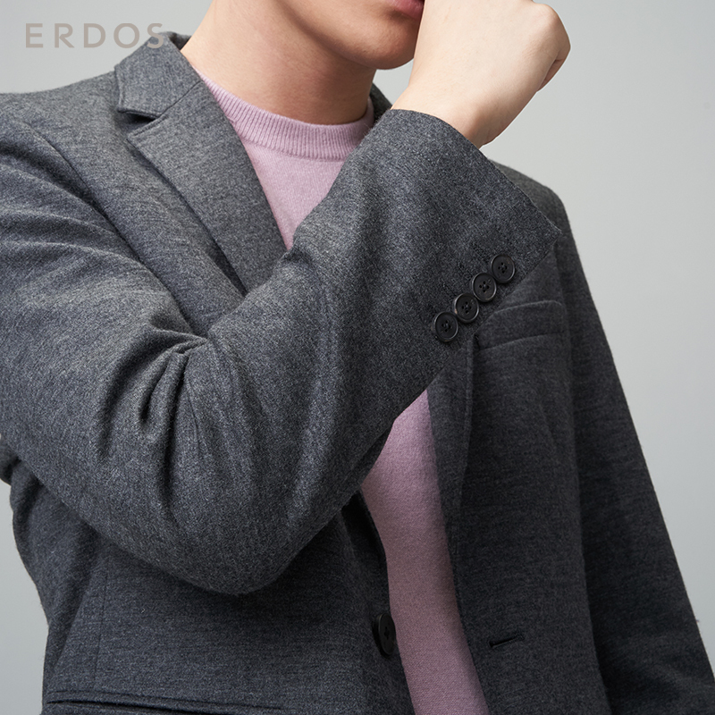 鄂尔多斯ERDOS 商务舒适保暖修身显瘦羊毛男士大衣外套夹克