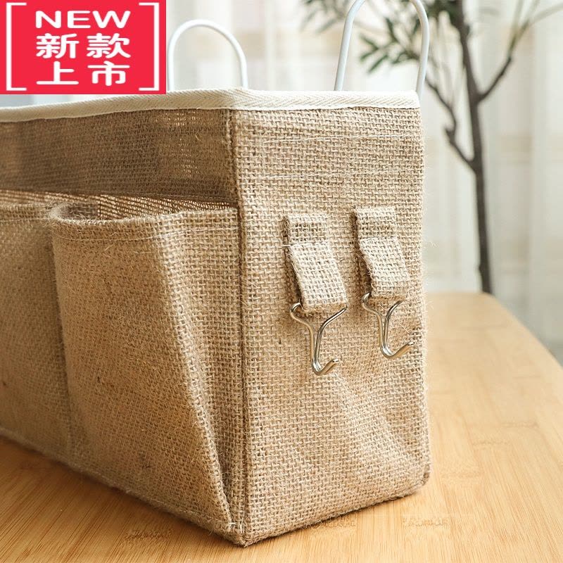 可莉允宿舍床头收纳挂袋墙上布艺置物袋学生课本存放浴室门后床边挂篮图片