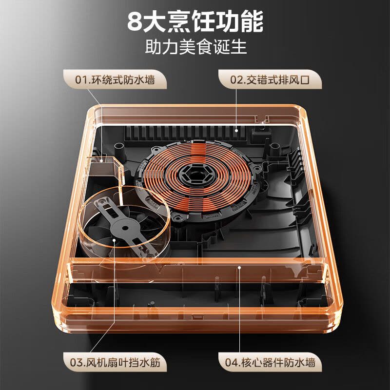 美的(Midea)电磁炉C21-RT21E01大功率家用猛火爆炒8档防水耐用大面板专用炒菜锅大火力纤薄电磁灶火锅炉图片