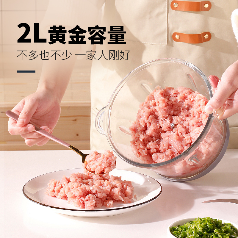 奥克斯绞肉机家用电动小型多功能全自动搅肉馅碎菜打蒜蓉泥辣椒机 宝石蓝