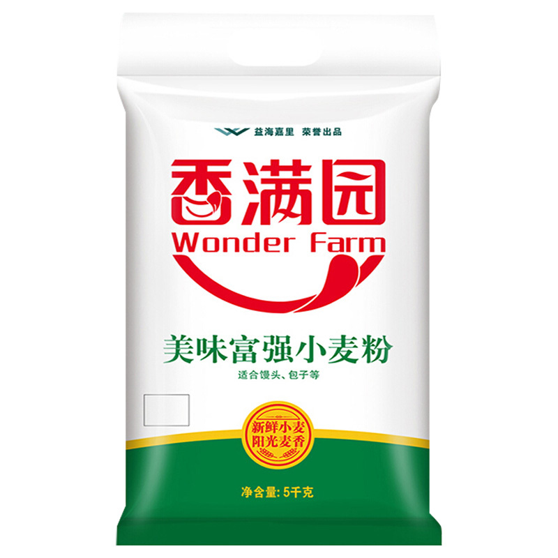 香满园 面粉 中筋粉 美味富强小麦粉 5kg 包子饺子馒头饼手擀面.