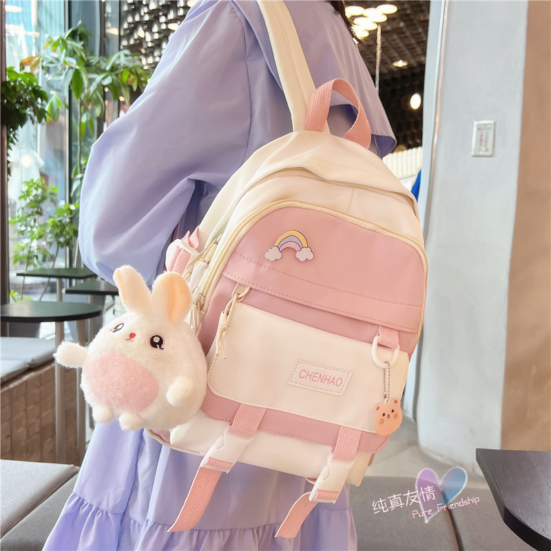 日系休闲ins文艺小清新书包双肩包女韩版初中儿童小学生背包