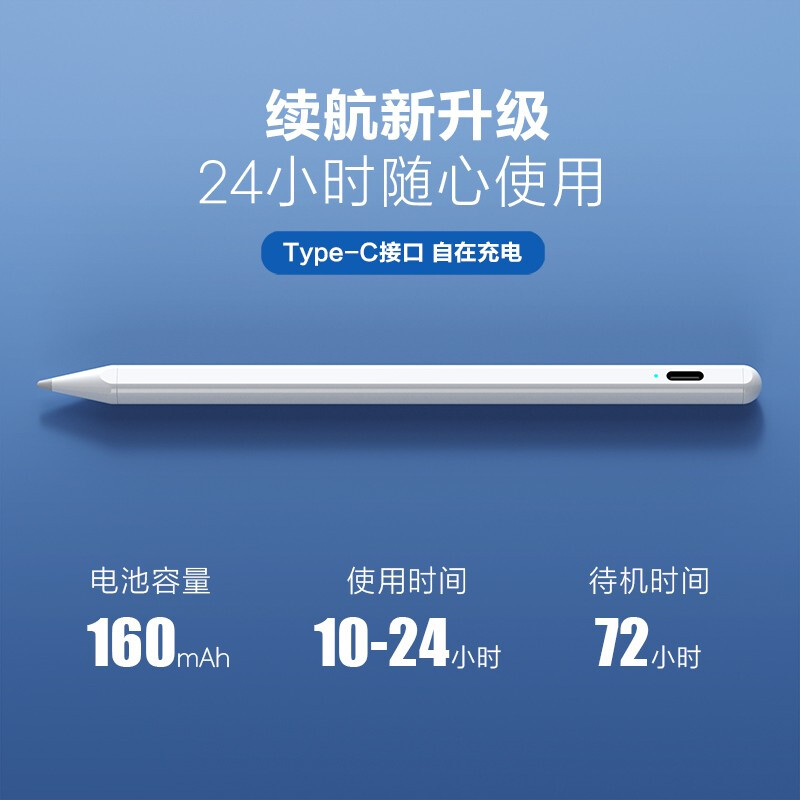 ESCASE ipad电容笔苹果pencil一二代2019手写笔mini5触控屏pro2绘画air3平板笔d防误触二代专业版 白色 TP-03高清大图