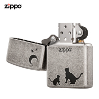 zippo芝宝打火机美国原装ZIPPO之宝防风煤油打火机喵望星空复古仿银色ZBT-3-148b
