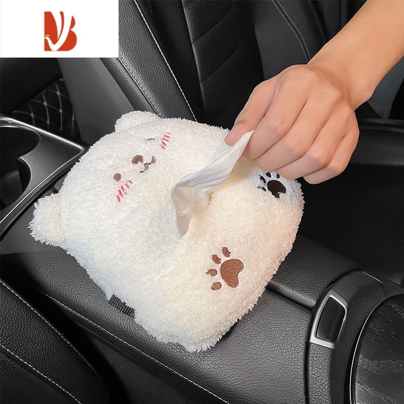 三维工匠车载纸巾盒车用创意可爱毛绒公仔汽车抽纸盒车用抽纸袋玩偶卡通 卡通小猪羊羔绒抽纸袋图片