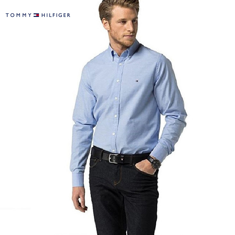 [直营]汤米·希尔费格(TommyHilfiger) 男士纯棉logo款 牛津商务修身长袖衬衫 四季 24F0209