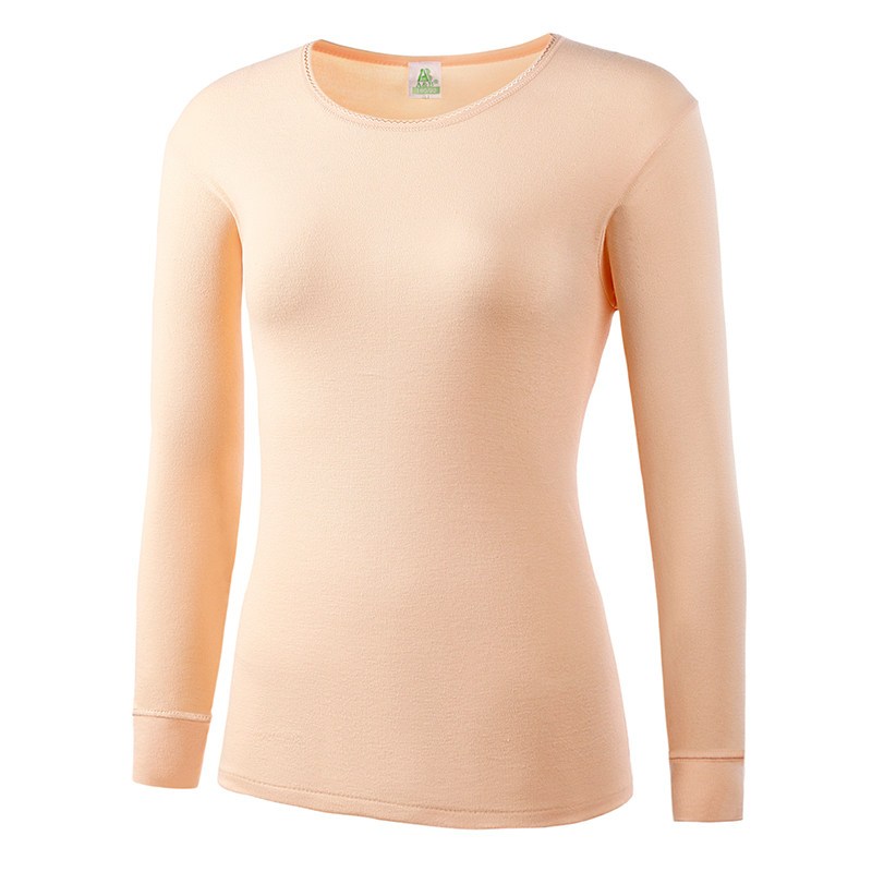 abab内衣女士保暖内衣上衣单件薄款纯棉圆领内穿贴身棉毛衫