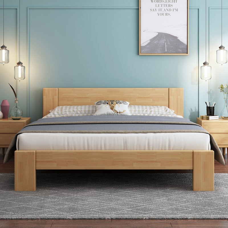 苏宁放心购北欧实木床18米双人床简约现代日式原木风木质家具卧室15m