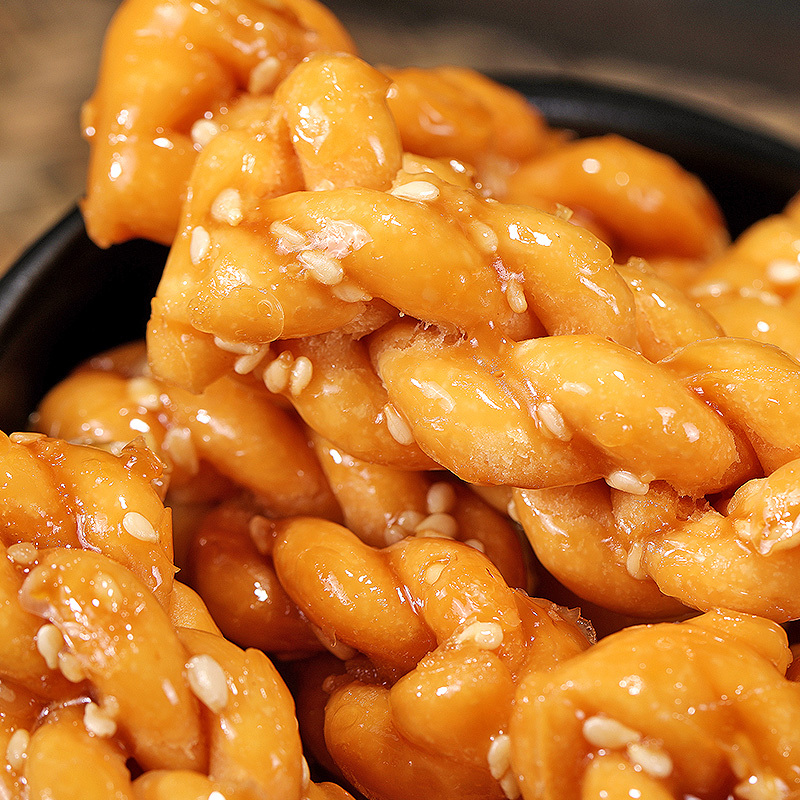 [满88减50元]欧贝拉红糖网红小吃麻花芝麻味香酥袋装500g 中式糕点 麻花