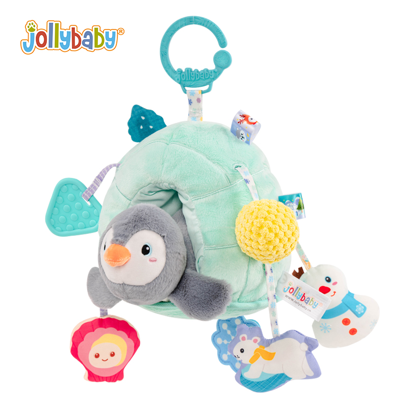 jollybaby婴幼儿抽抽拉拉乐玩具手部精细推车挂件摇铃宝宝安1663 企鹅冰堡拉震拉拉乐