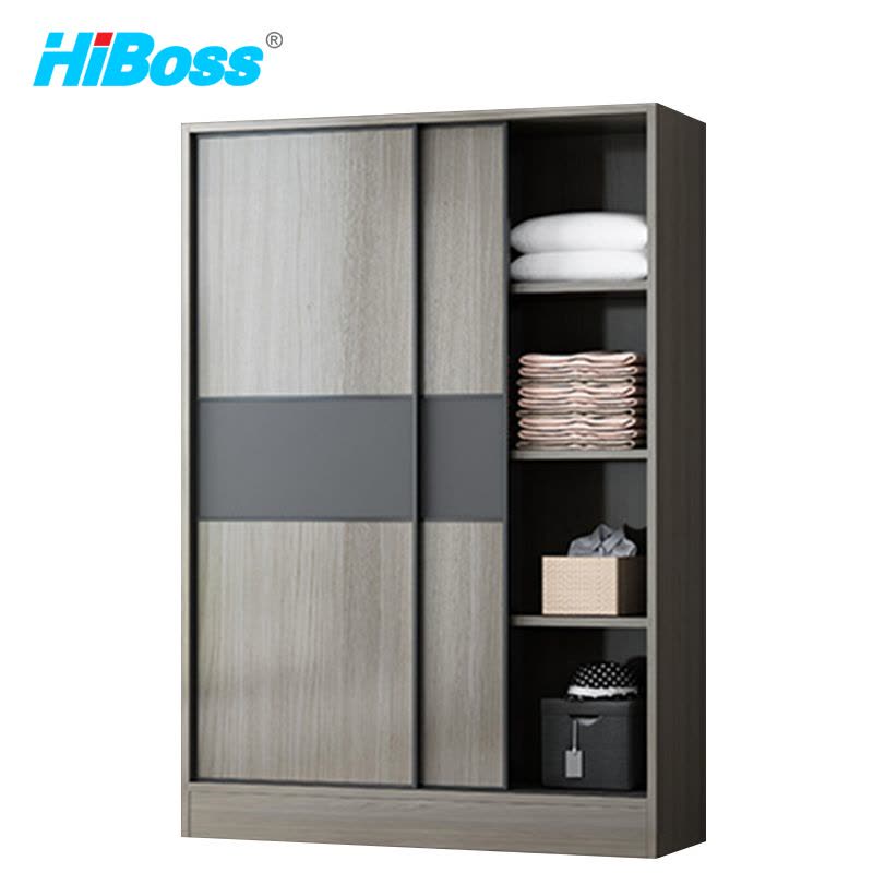 HiBoss 现代小户型主卧衣橱家用储物柜推拉门衣柜 1米主柜图片