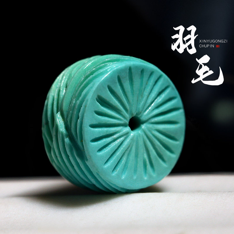 原矿湖北绿松石羽毛隔片散珠隔珠垫片佛珠手串手链文玩DIY配件