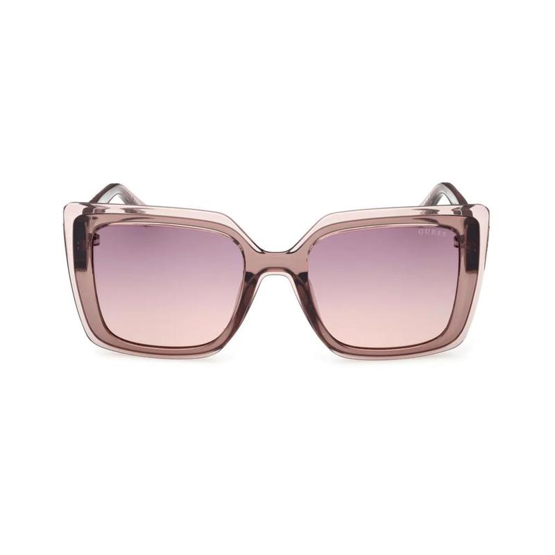 GUESS中性方形框太阳眼镜 时尚棕色镜框紫色镜片优雅设计高清大图