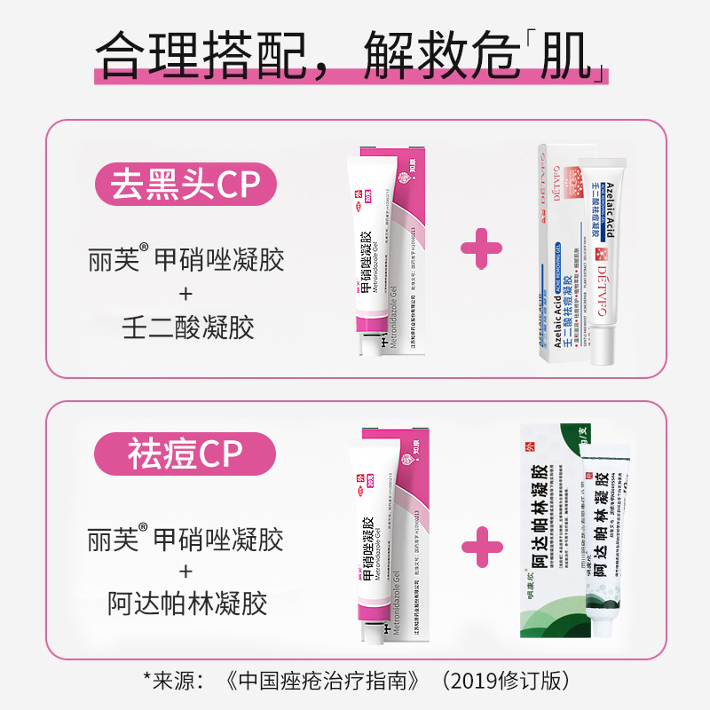 [红肿痘搭配 2套组合装]丽芙甲硝唑凝胶+阿达帕林凝胶1支 祛痘膏祛痘红肿去黑头收缩毛孔任二酸淡化闭口粉刺高清大图