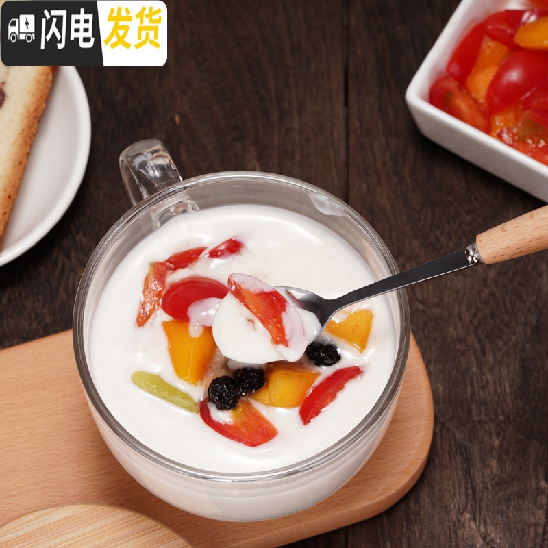 三维工匠大容积耐热牛奶早餐杯玻璃杯子家用燕麦片带盖勺网红ins咖啡茶杯 早餐杯+钢勺+竹盖咖啡器具高清大图