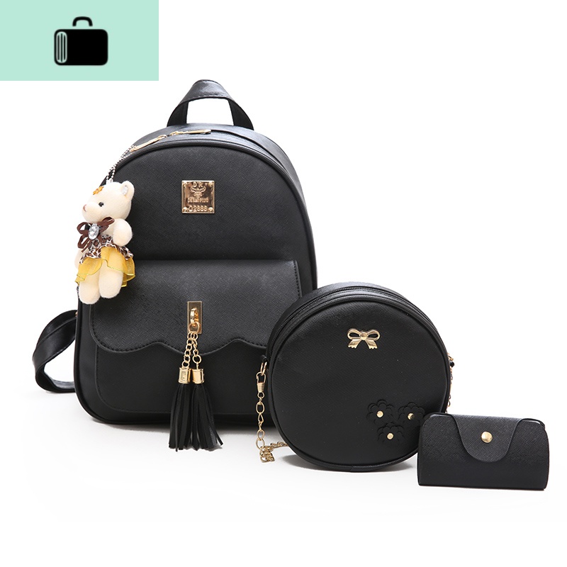 流苏双肩包女2020新款韩版少女士背包校园百搭学生书包休闲旅行包NEWLAKE高清大图