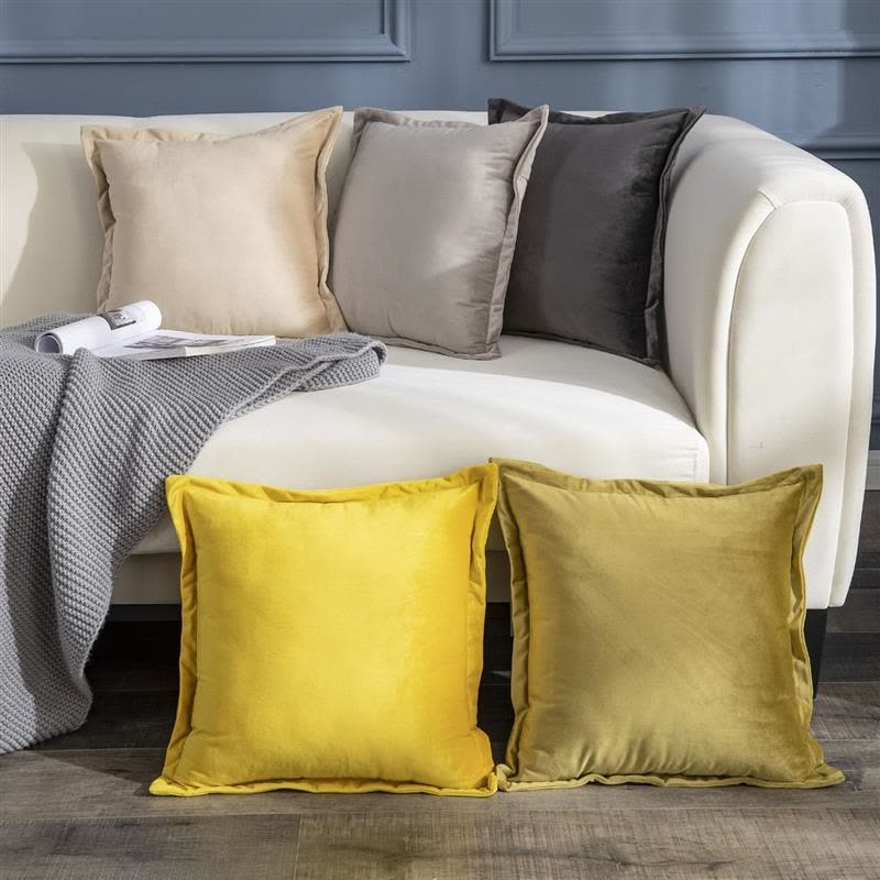 素色绒布抱枕睡觉靠枕柔夏季ins汽车办公室卧室沙发床头靠垫芯K4图片