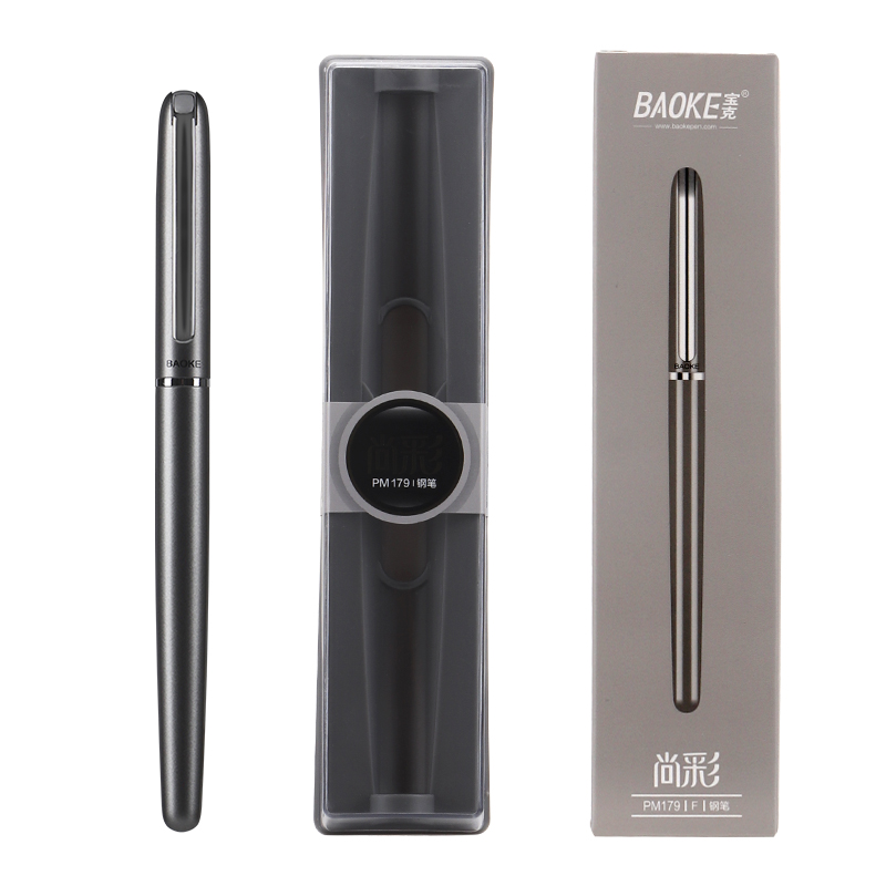 宝克(BAOKE)PM179尚彩金属钢笔 铱金笔尖练字钢笔签字笔高颜值礼盒装新年礼物伴手礼 哑光漆光面 1支装 太空灰