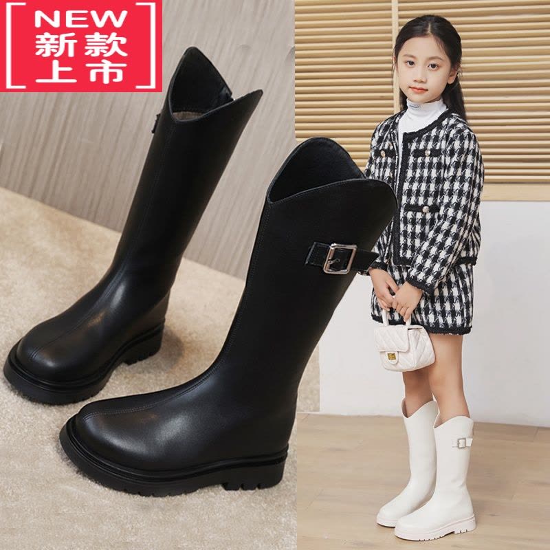 可莉允女童靴子2022秋冬新款儿童长靴小学生中大童长筒高筒靴二棉鞋冬靴图片