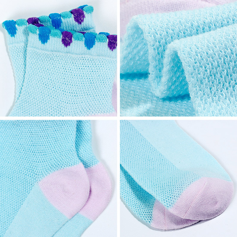 浪莎儿童袜子女童夏季薄款网眼纯棉春秋男童透气中筒袜中大童春夏