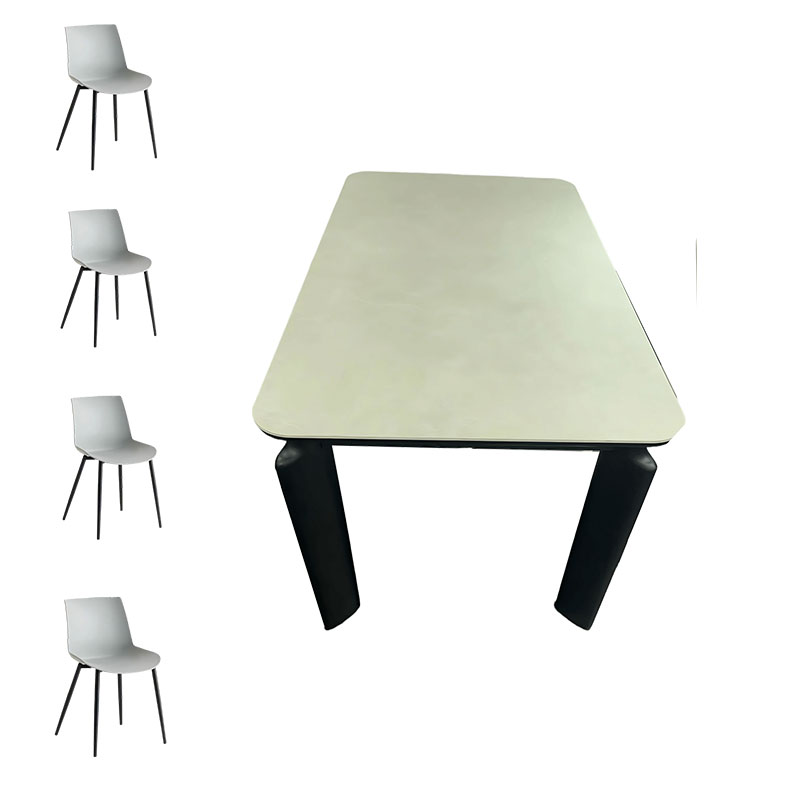 鑫睿辉 岩板桌椅套装 一桌四椅 套高清大图