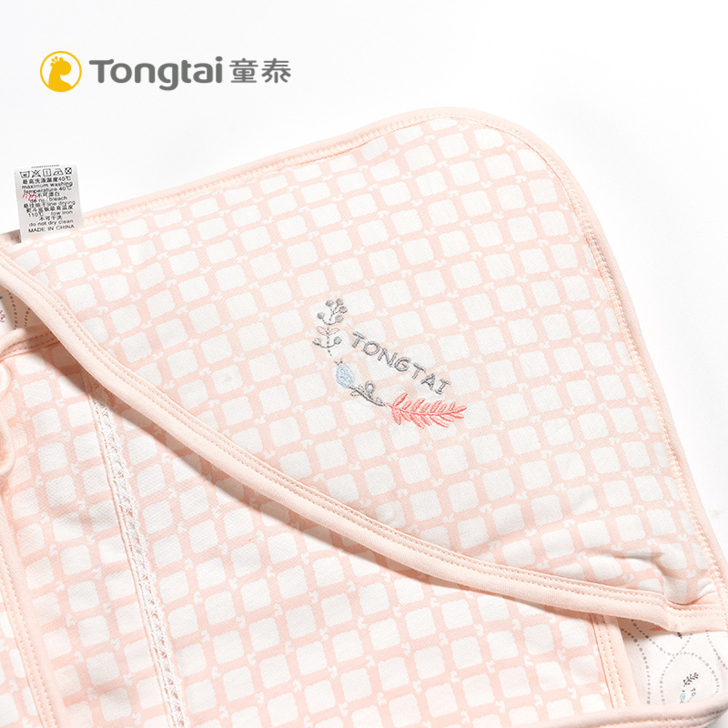 童泰TONGTAI婴童床上用品纯棉格子棉抱被婴幼儿春秋冬季抱被填充物聚酯纤维900*900mm