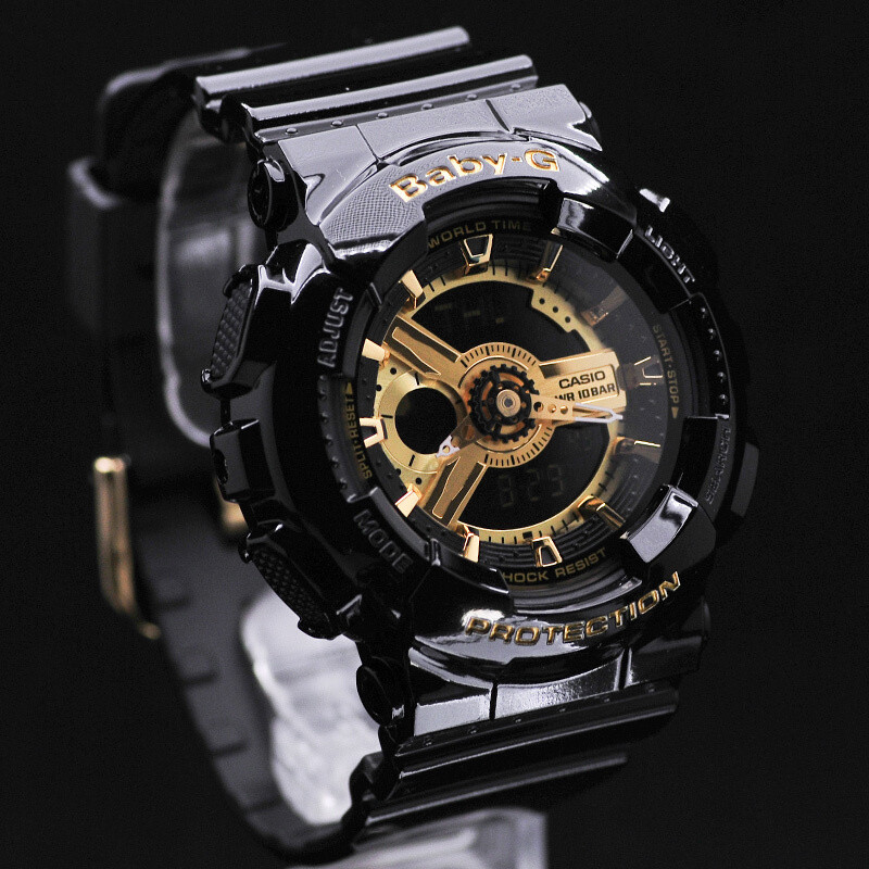 卡西欧(CASIO)手表 BABY-G系列潮流运动魔金双显女表黑盘 BA-110-1A