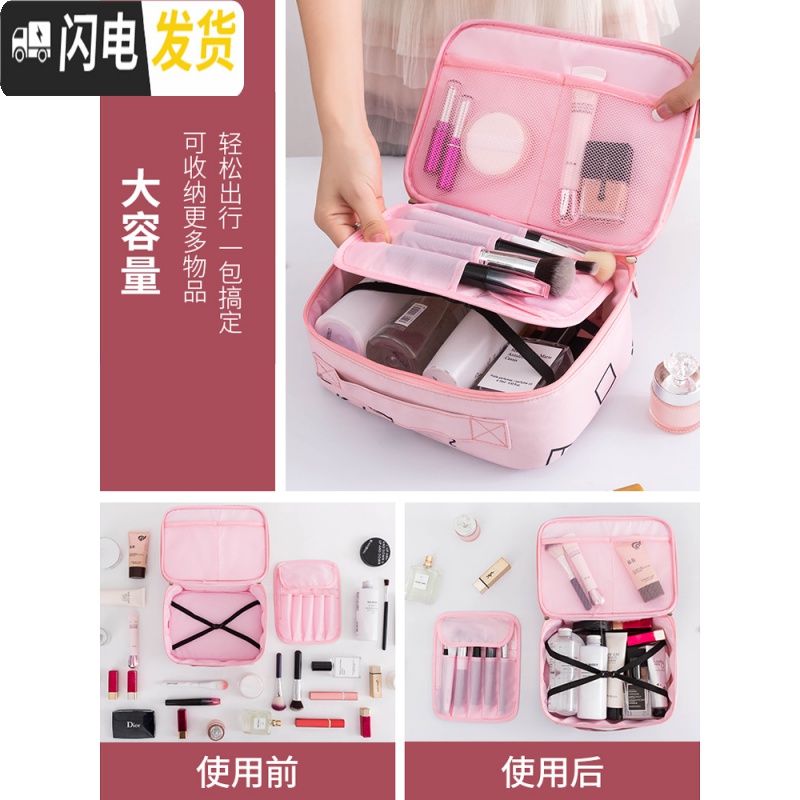 三维工匠网红ins风化妆包女随身便携大容量收纳箱手提透明超火防水洗漱包收纳包高清大图