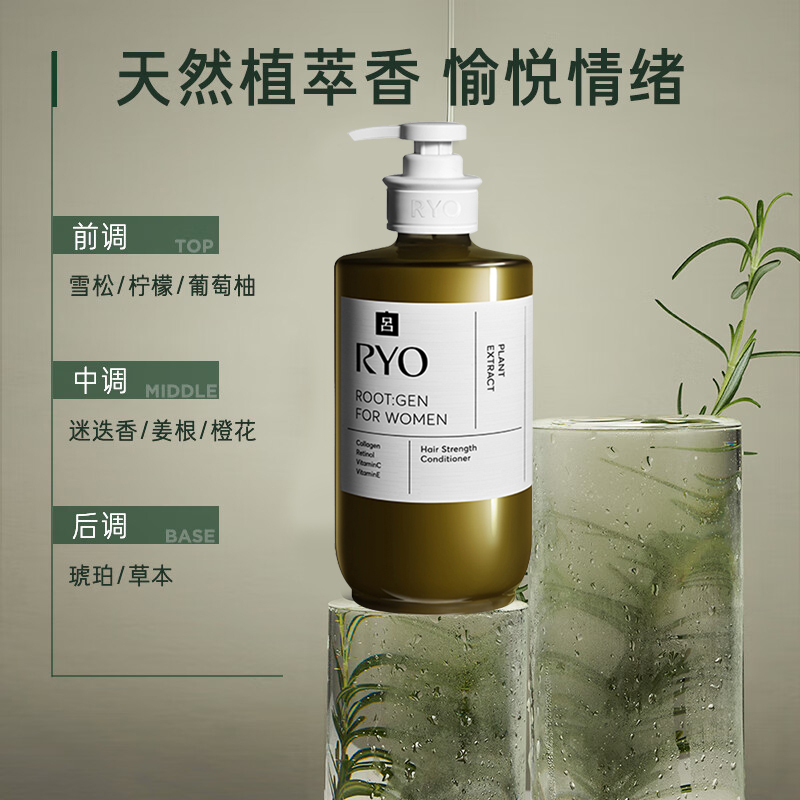 RYO橄榄吕头皮盈韧护理洗发水护发乳清洁保湿芳香修护紧致舒缓控油护发防断发洗发露洗头膏护发素洗护套装580ml*2高清大图