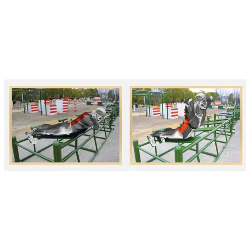 革康 GK-JSQC8043 背肌组合训练器 室外大型体能训练力量锻炼健身器械户外体能训练器材4人组钢铁长城锻炼设备高清大图