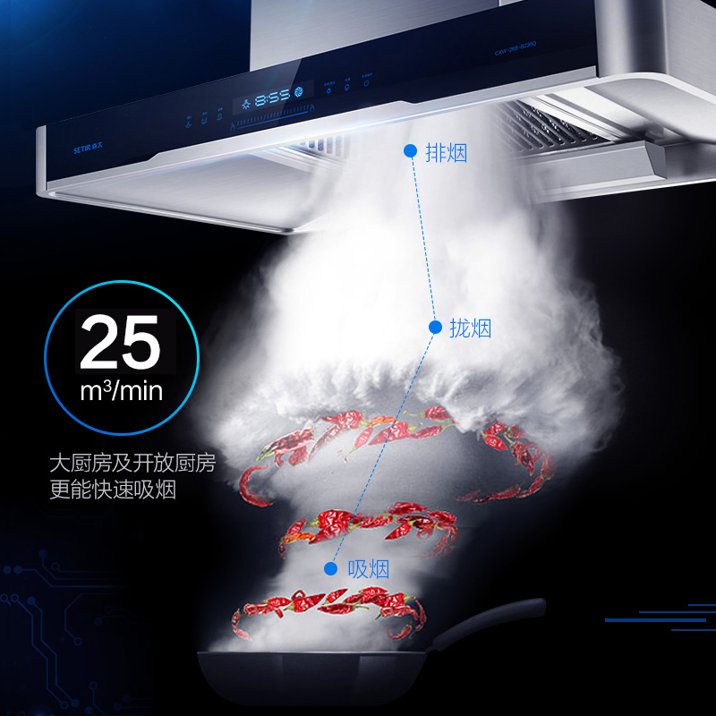 Setir/森太 抽油烟机家用顶吸式欧式大吸力吸油烟 不锈钢色